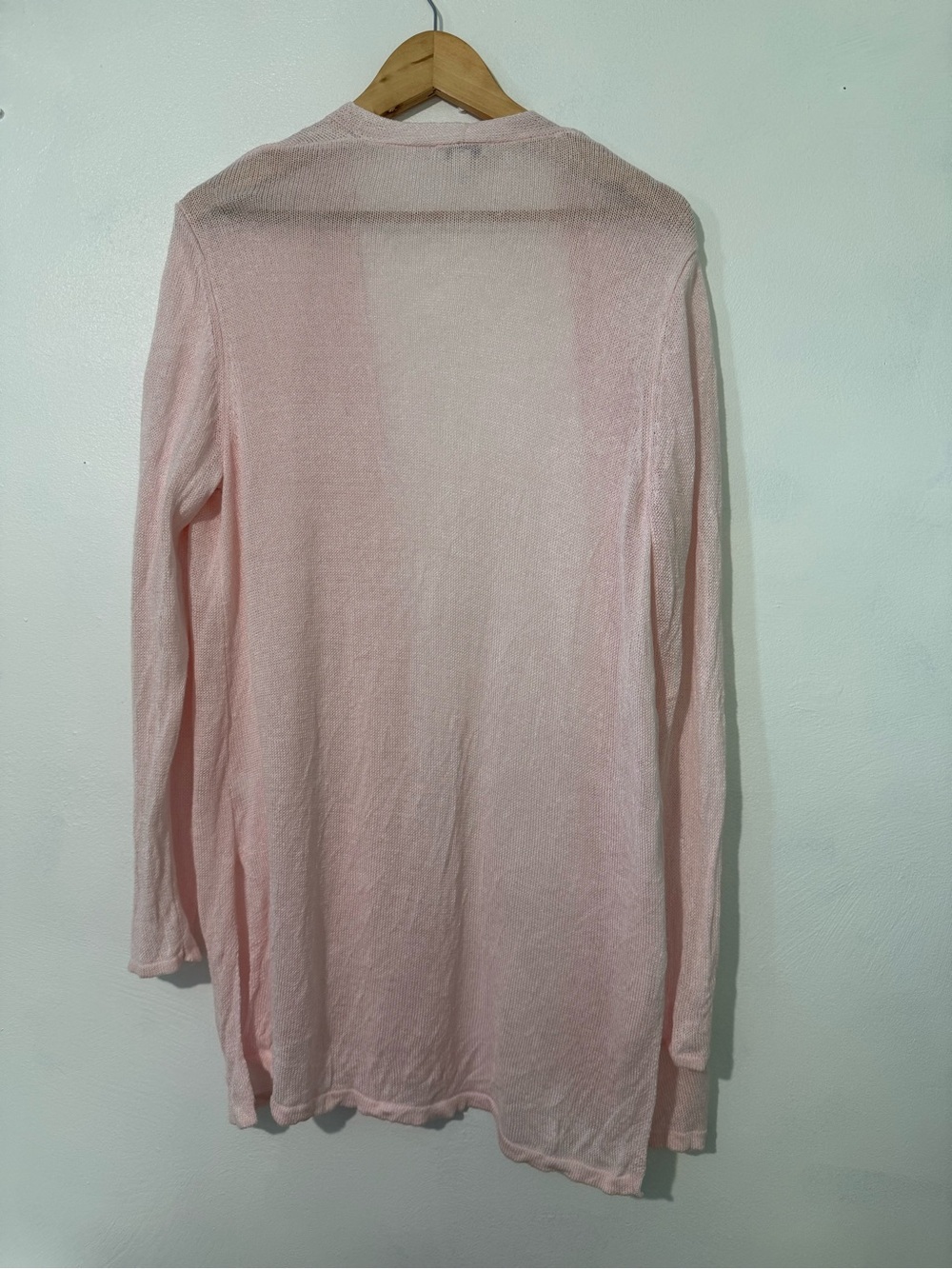 J. Jill Lightweight Open-Front Cardigan in Light Pink linen blend size large - Picture 5 of 8